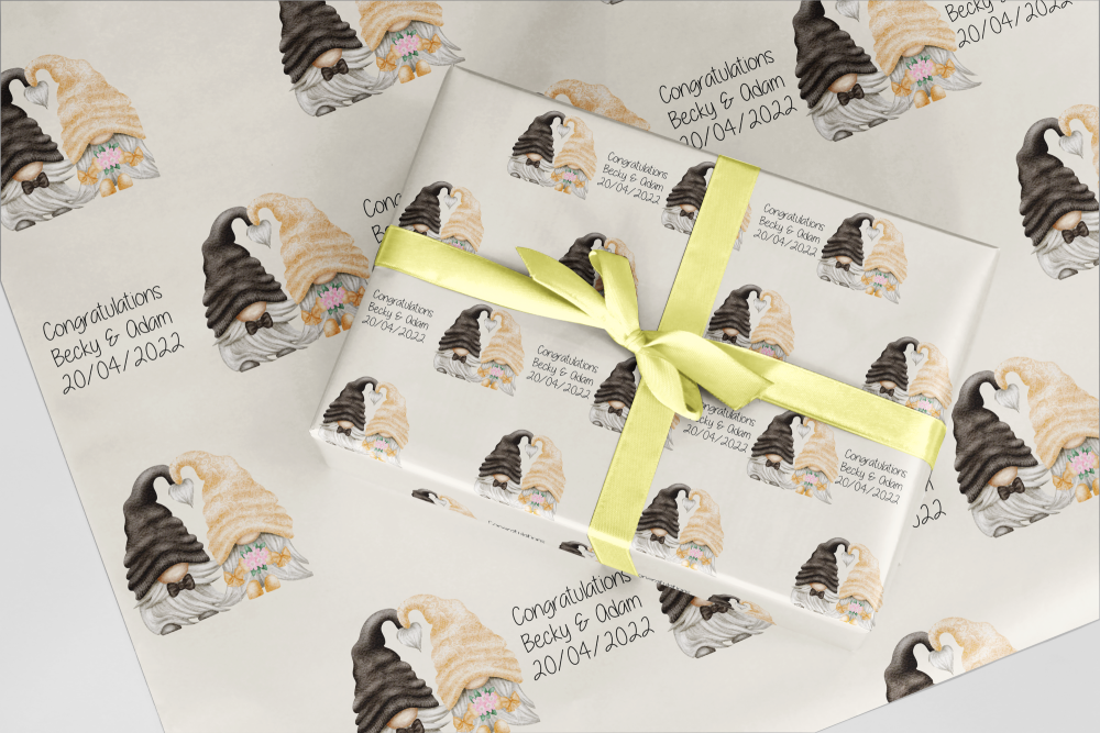 Gonk Wedding / Engagement wrapping paper  - A3 Eco Friendly 