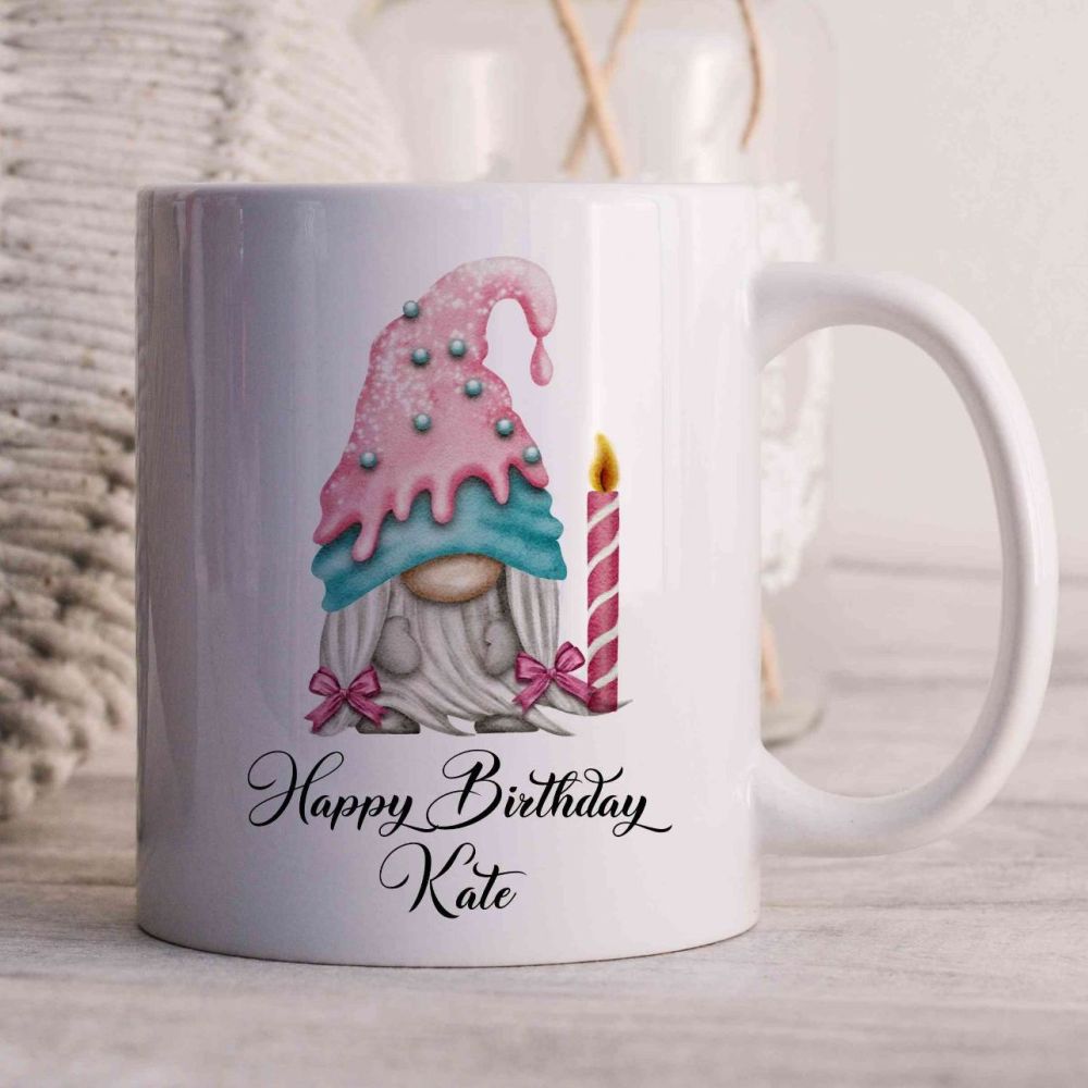 Birthday Cake Gonk Mug - Personalised 