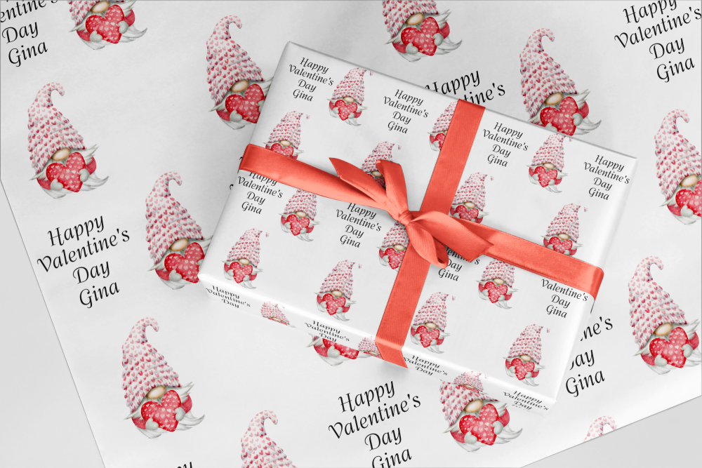 Valentines Day Wrapping Paper,The One I Love,Red Roses,Beautiful Heart Gift  Wrap