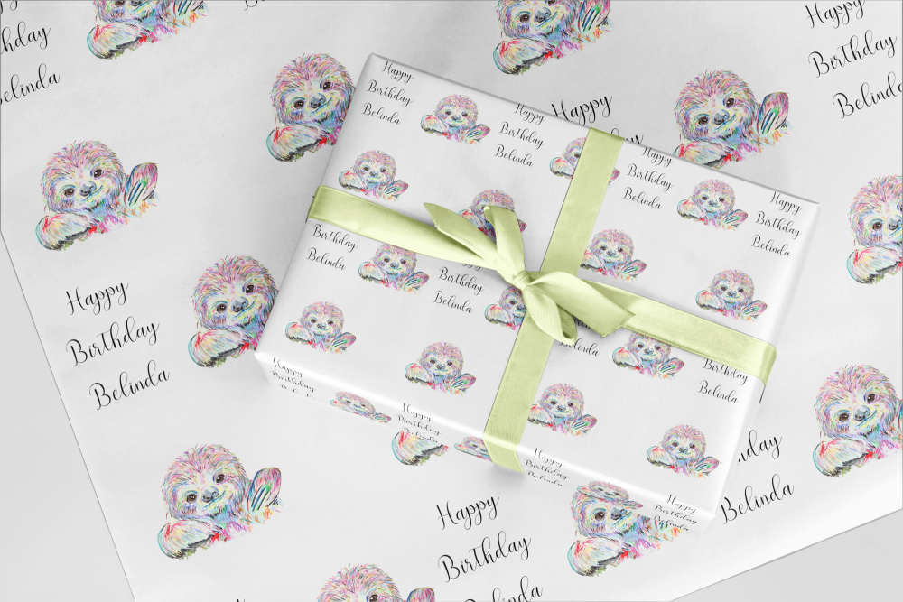 Sloth splash wrapping paper  - A3 Eco Friendly 