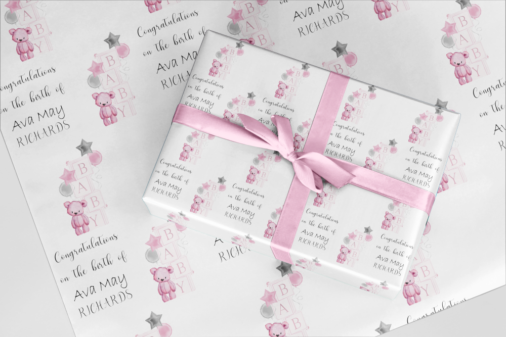 New Baby ITS A GIRL wrapping paper A3 eco friendly thick quality gift wrap