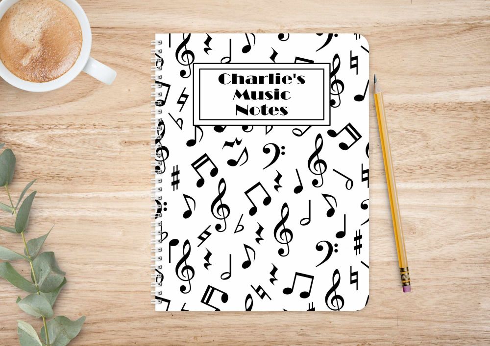 Musical "Music Notes" notebook - personalised journal