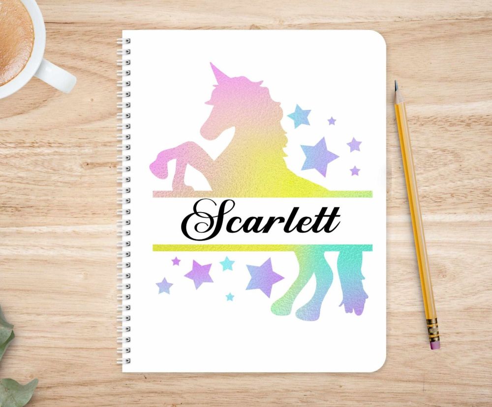 Rainbow Unicorn notebook - personalised notepad / journal