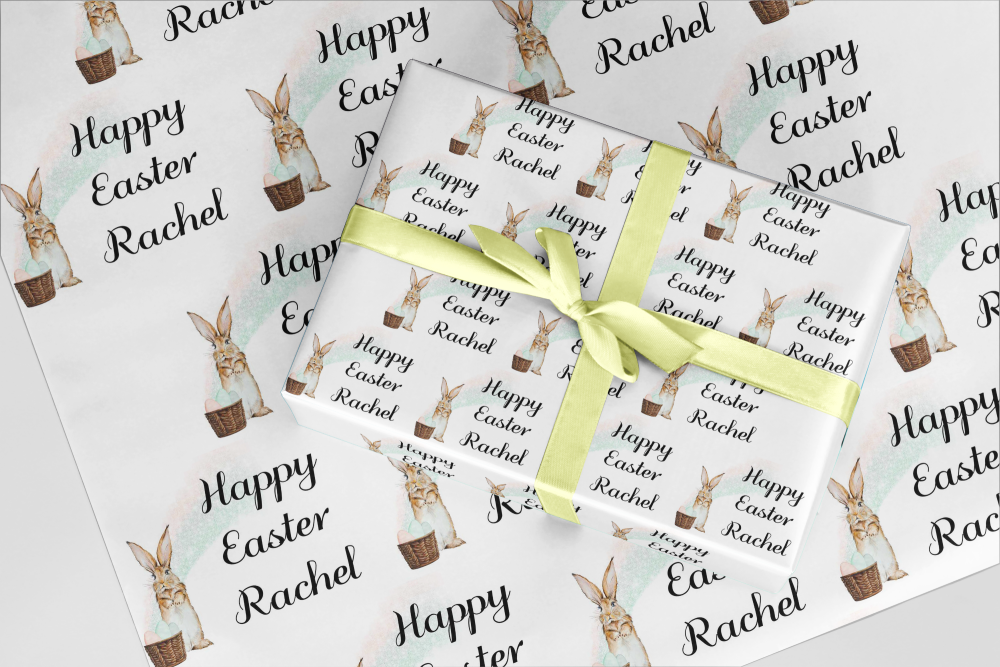 Easter bunny rainbow Personalised wrapping paper A3 eco friendly thick qual