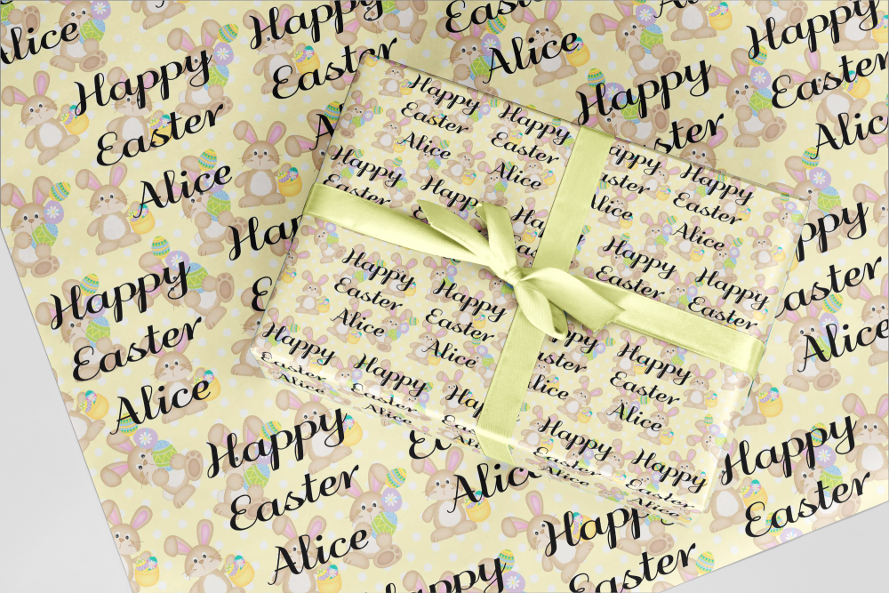 Easter BUNNIES Personalised wrapping paper A3 eco friendly thick quality gi