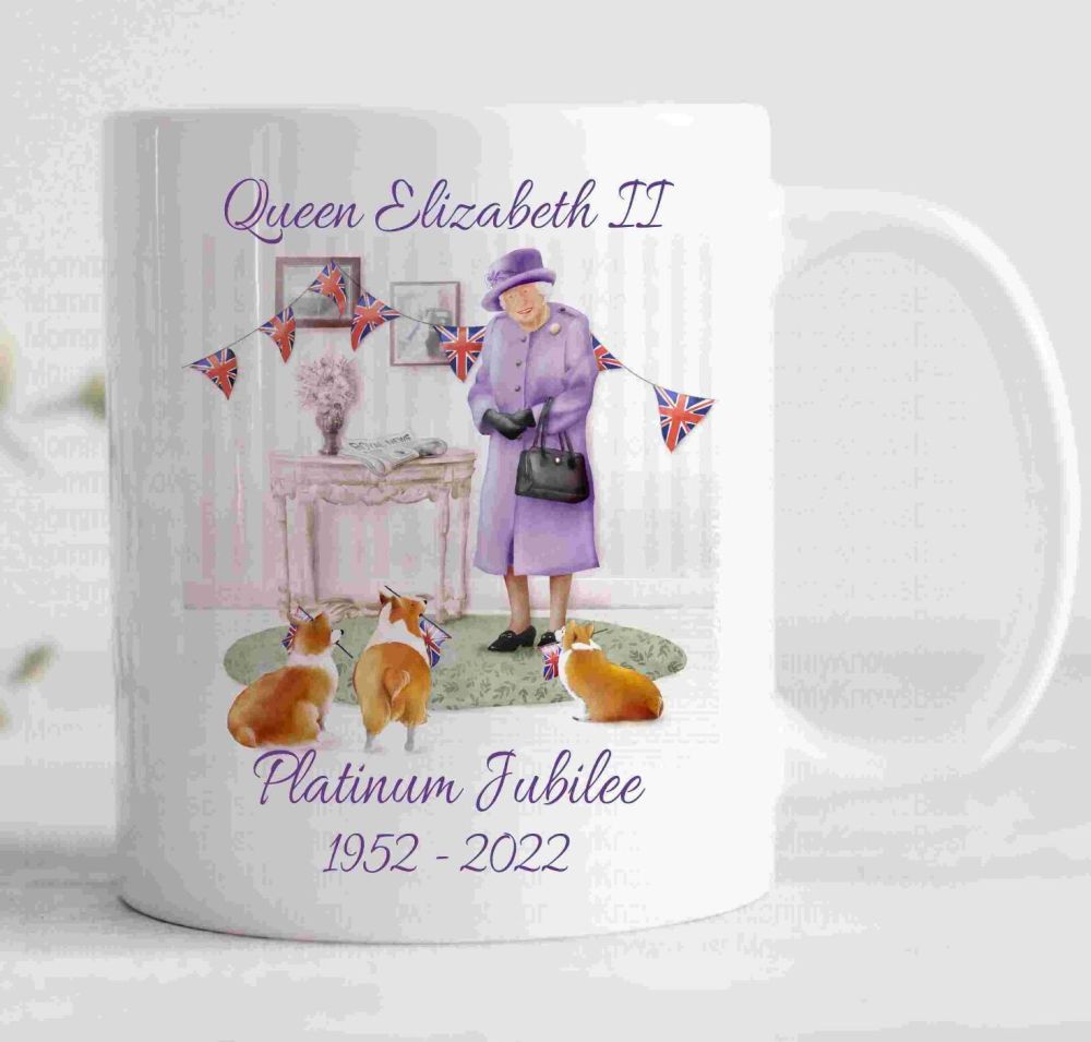 Queen Elizabeth II MUG - Platinum Jubilee Celebration of 70 Years Monarch, 1952-2022 Celebratory Gift