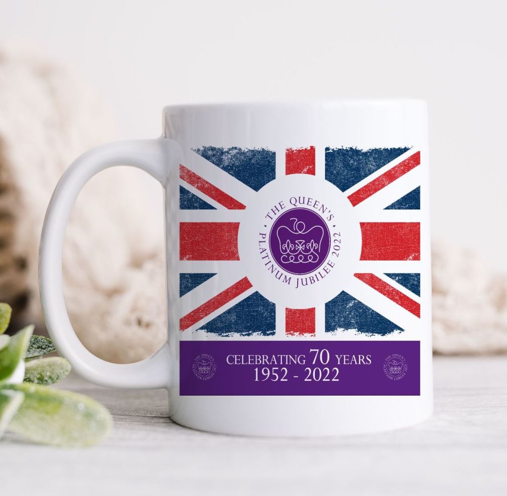 Queen Elizabeth II Mug - Platinum Jubilee Celebration of 70 Years Monarch, 1952-2022 Celebratory Gift Traditional
