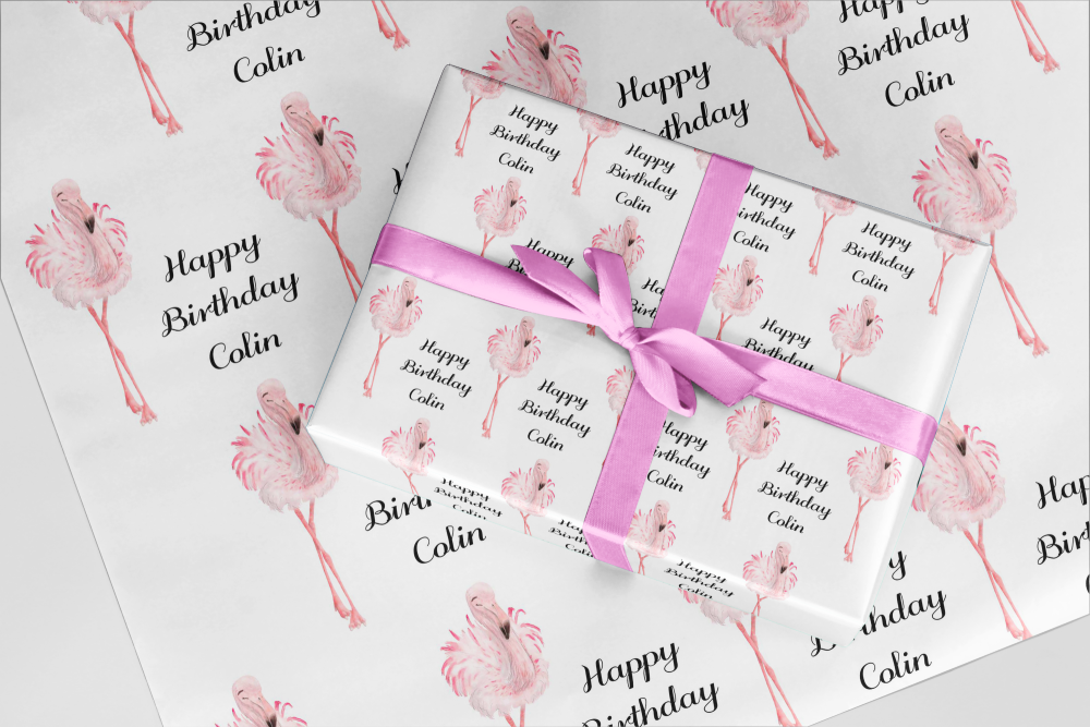 Flamingo, personalised wrapping paper A3 eco friendly thick quality gift wr
