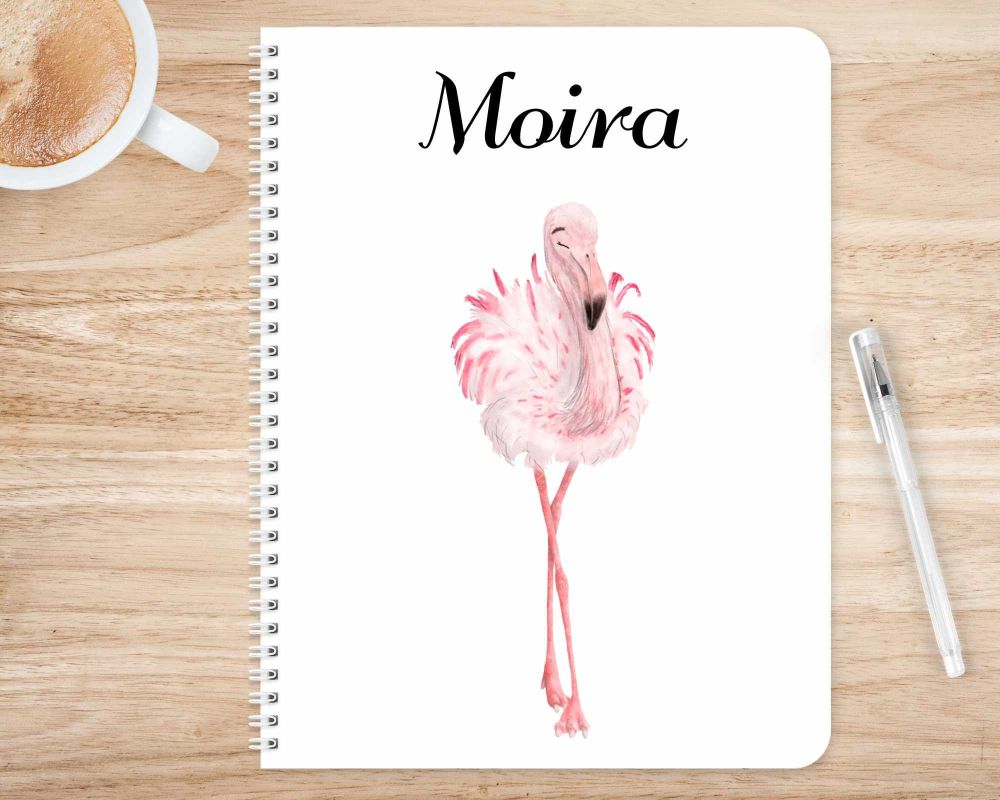 Flamingo notebook - Flamingo personalised notepad / journal - any name / wording