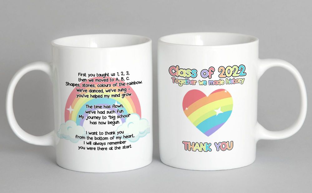 Nursery leaving mug. Class of 2021 rainbow cup. Thank you teacher