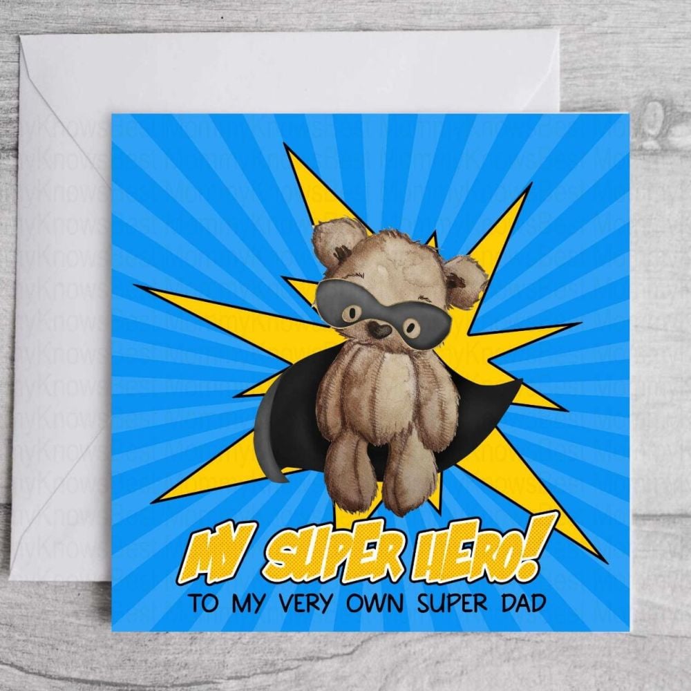 Fathers Day Card - Super Hero Dad Superhero Teddy Card.