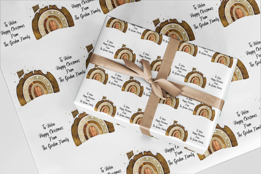 Christmas Pudding Rainbow, personalised wrapping paper  - Christmas A3 Eco 