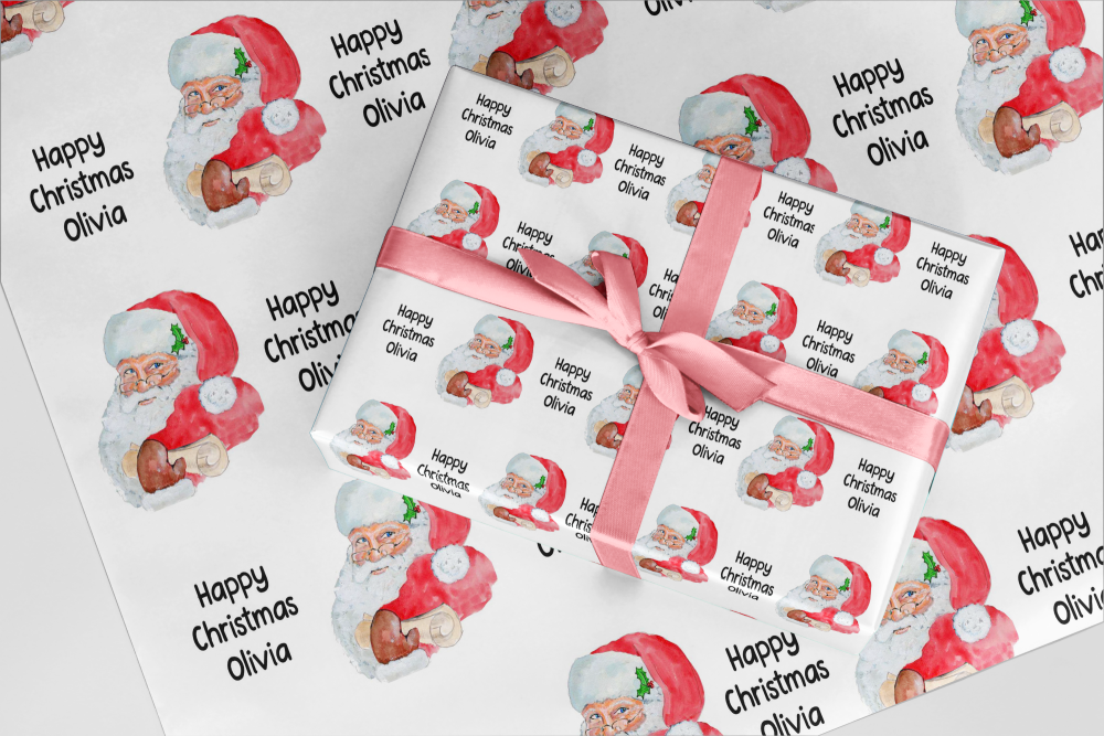 SANTA wrapping paper  - Personalised Christmas A3 and Metre Rolls Eco Friendly