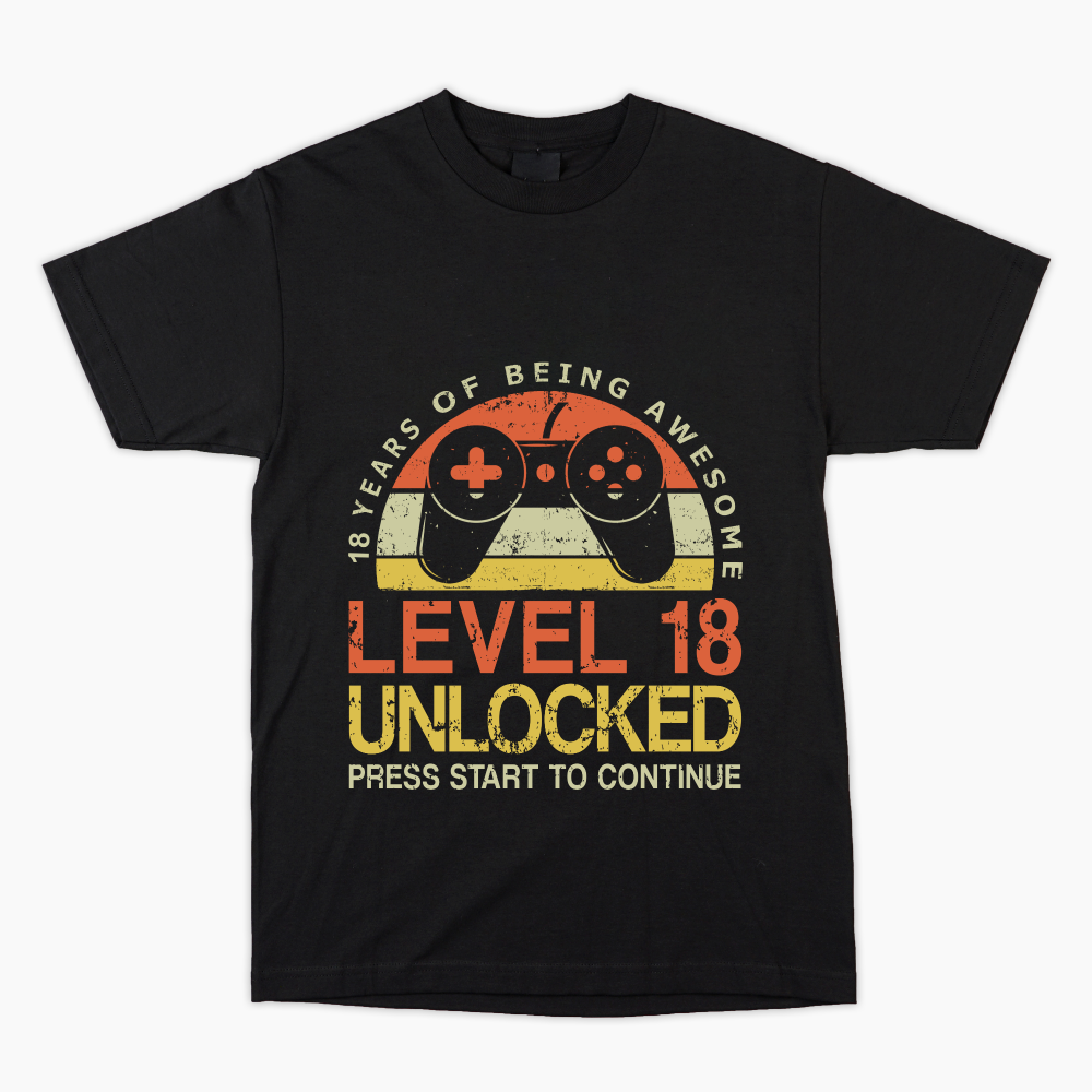 2001 18th Birthday Tshirt - Gamer Level 18 unlocked 