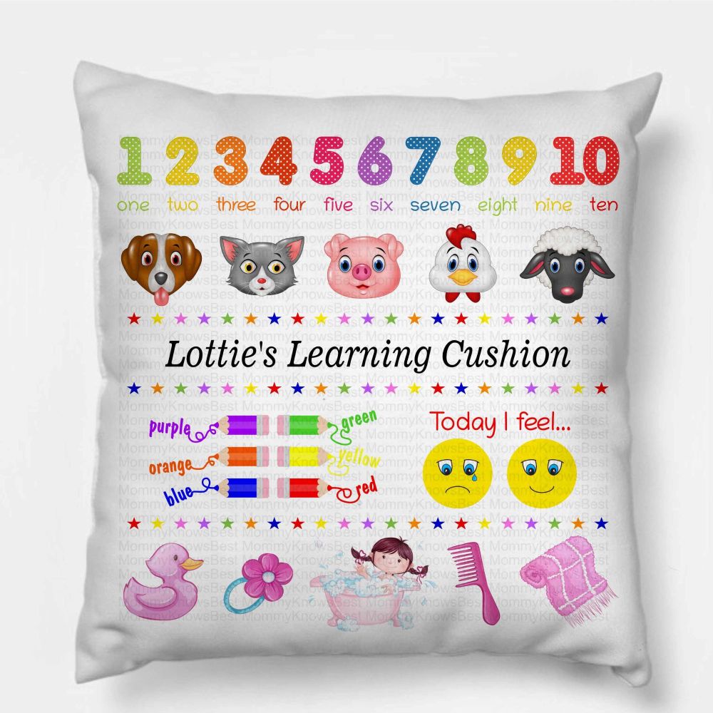 Kids Learning Cushion - Pink