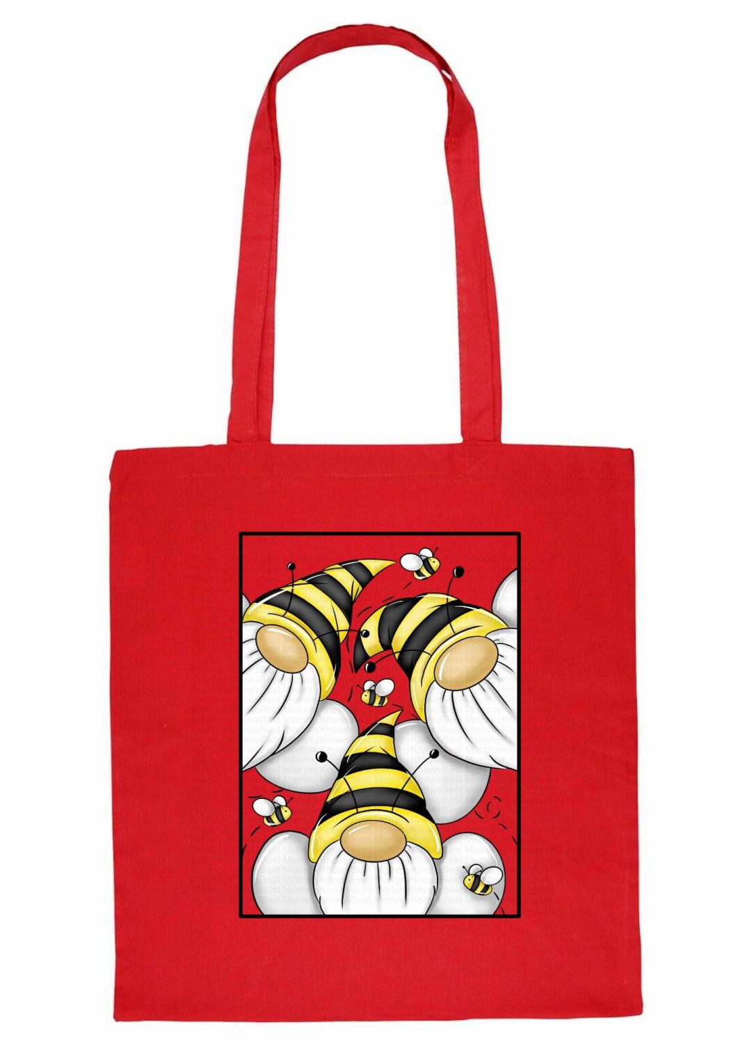 Red bee gonks tote bag - bag for life - 100% cotton