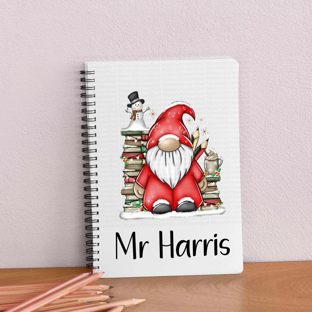 Teacher Male Gonk notepad - Personalised eco friendly journal - Christmas g