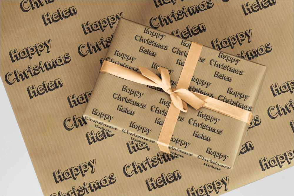 Brown Kraft Christmas Paper personalised wrapping paper A3 - eco friendly t