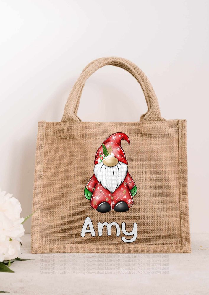 Christmas Gonk JUTE Gift Bag - personalised