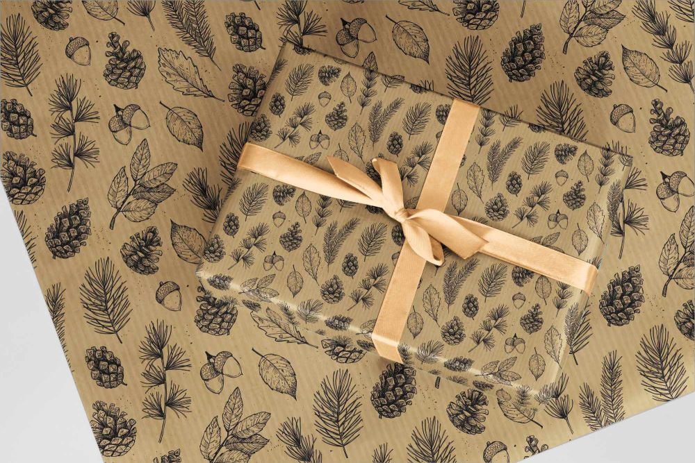 Brown Kraft Autumn Paper personalised wrapping paper A3 - eco friendly thic