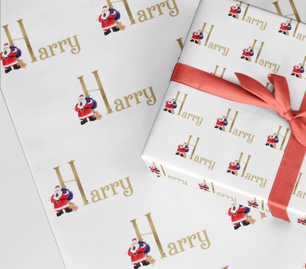 Santa Initial wrapping paper  - Christmas A3 Eco Friendly