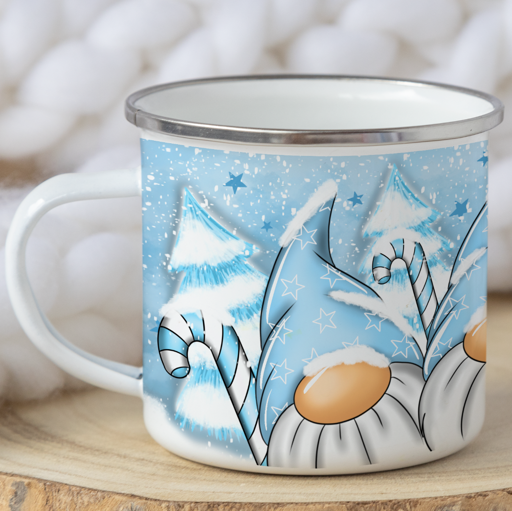Blue Gonks Christmas Mug Kids - Festive Box Filler Enamel / Metal Hot Chocolate Christmas Eve