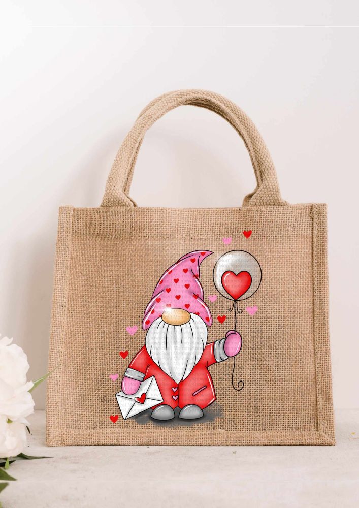 Valentines Day Love Heart Gonk JUTE Gift Bag