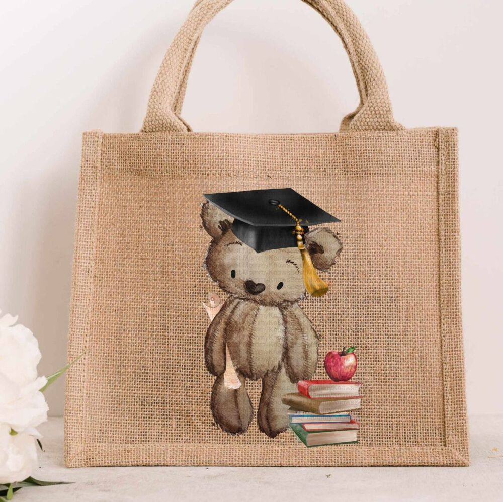 Graduation Bear JUTE Gift Bag