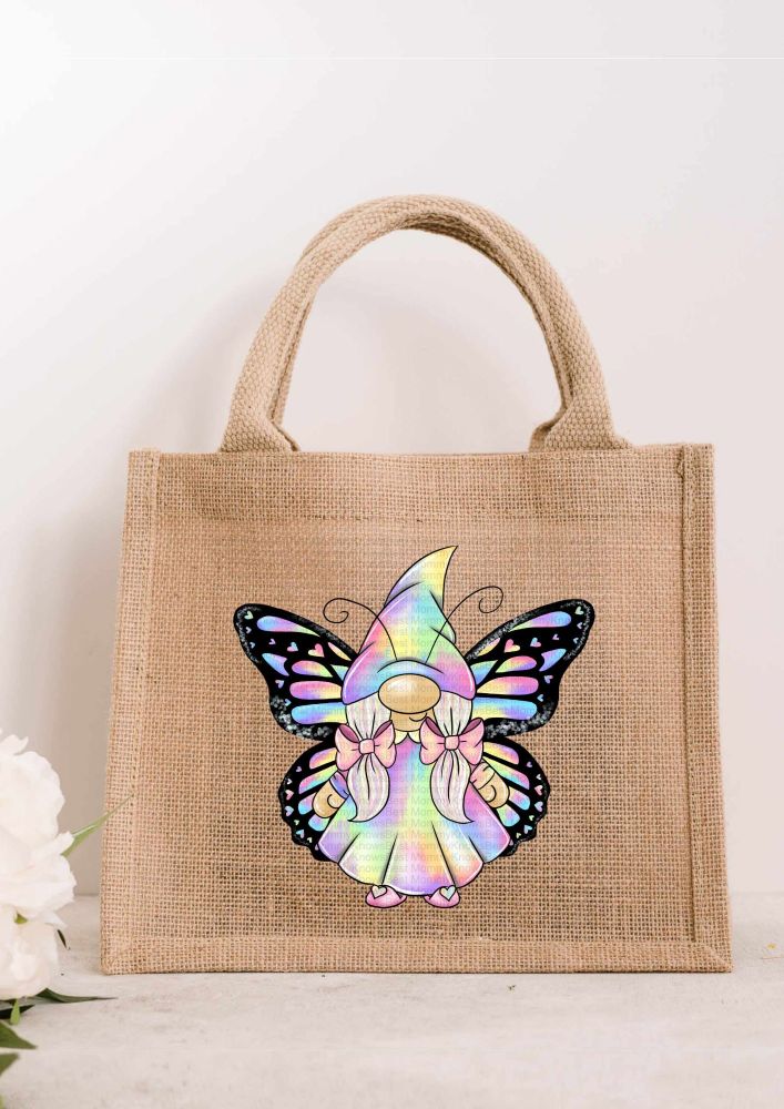 Rainbow Butterfly Gonk JUTE Gift Bag
