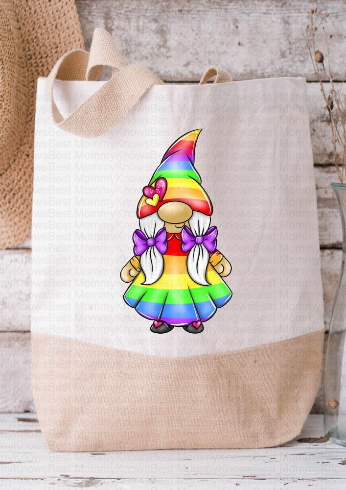 Raibow Pride Gonkette Gonk Canvas / Jute Shopper Bag