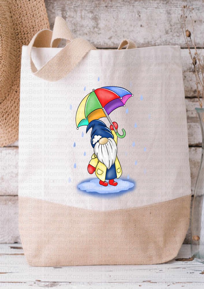 Rainy day Gonk Canvas / Jute Shopper Bag