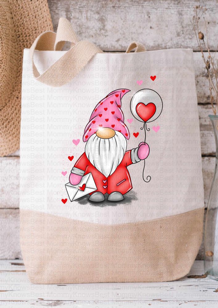 Valentines Day  Gonk Canvas / Jute Shopper Bag