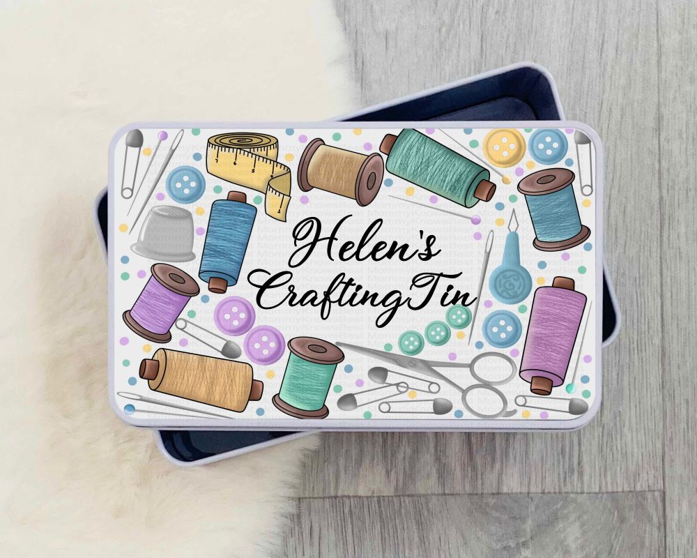 Crafting Tin, personalised craft bits and bobs tin