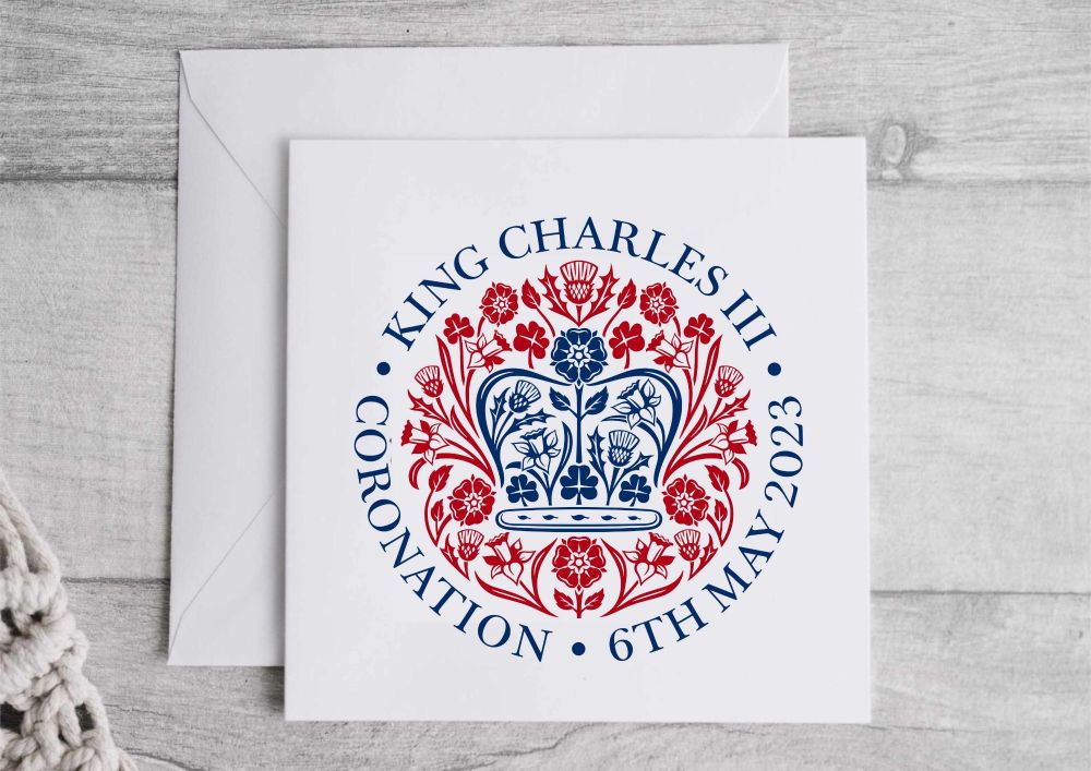 King Charles III 3rd CARD - Official Logo of Coronation Celebrating a new Monarch, 2023 Celebratory Gift Keepsake