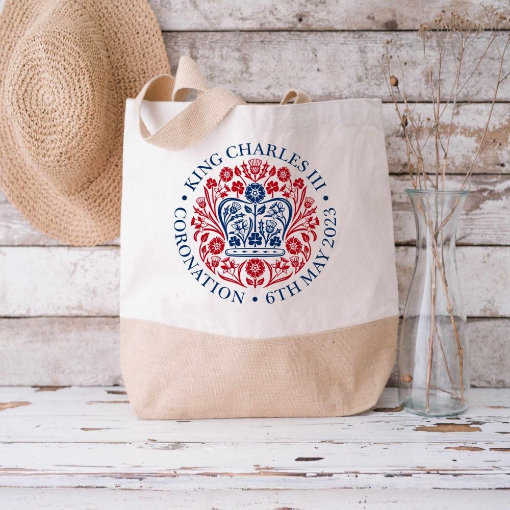 King Charles III 3rd Canvas Jute - Official Logo of Coronation  Celebrating a new Monarch, 2023 Celebratory Gift Traditional