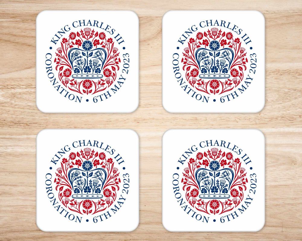 King Charles III Coasters - Official Logo - Bulk buy discount available