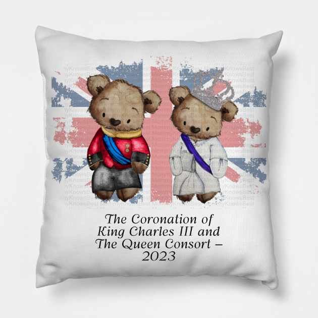 King Charles III 3rd & Queen Consort Camilla Cushion- Uniform Teddy Version