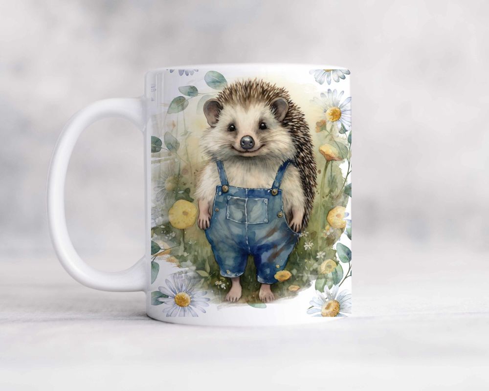 Hedgehog in Denim Dungarees Mug