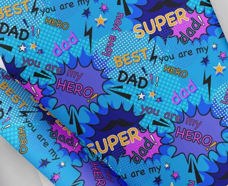 Fathers Day Super Dad Wrapping paper - Super Hero Dad