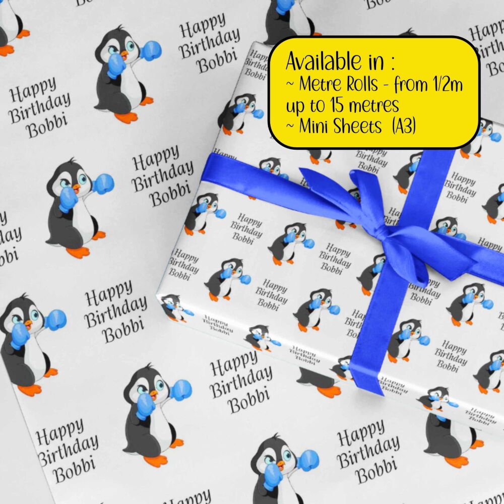 Penguin Boxer wrapping paper  - A3 and rolls Eco Friendly Paper