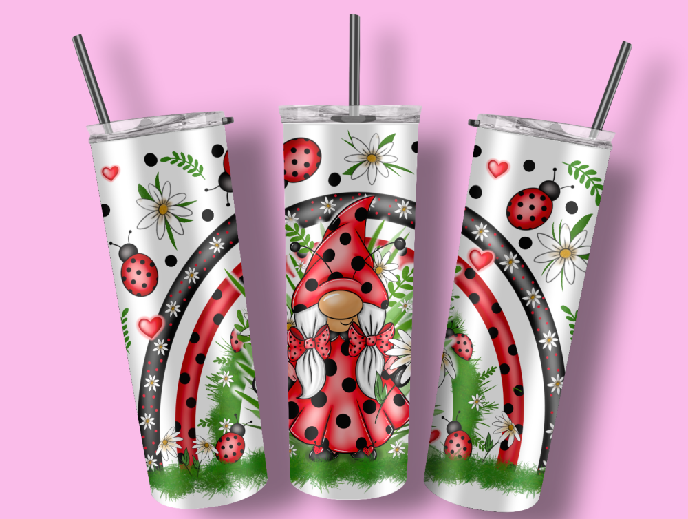 Valentine Ladybird Ladybug Gonk tumbler - 20oz skinny tall thermal bottle