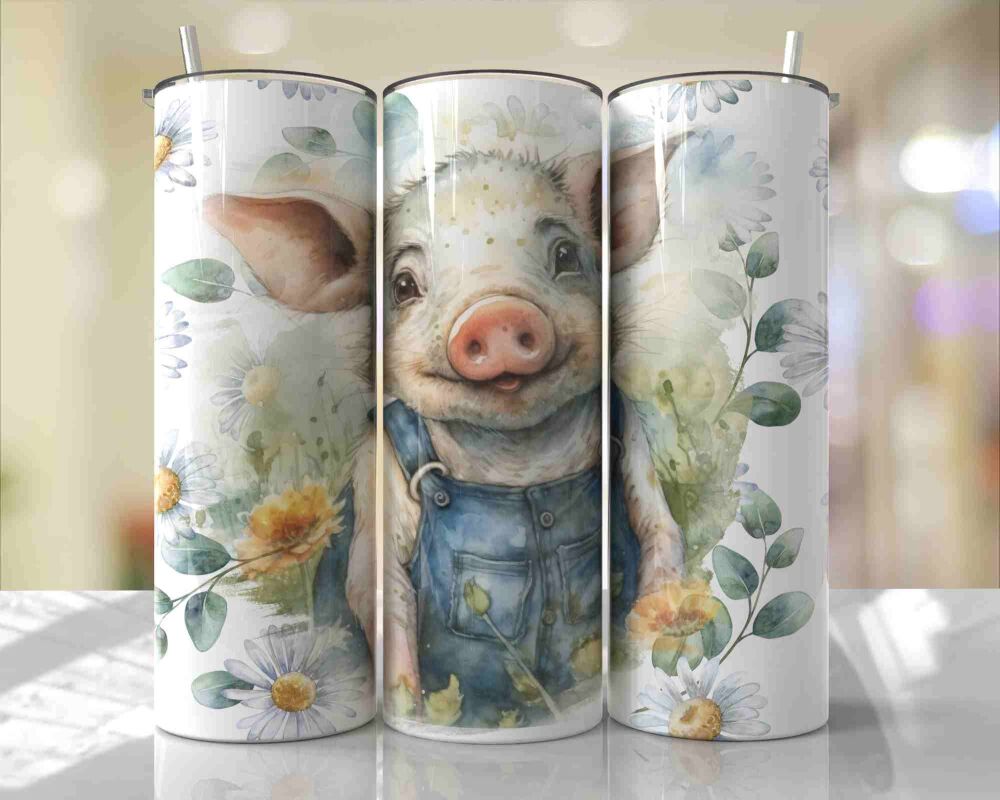 Pig in Denim Gardener tumbler - 20oz skinny tall thermal bottle