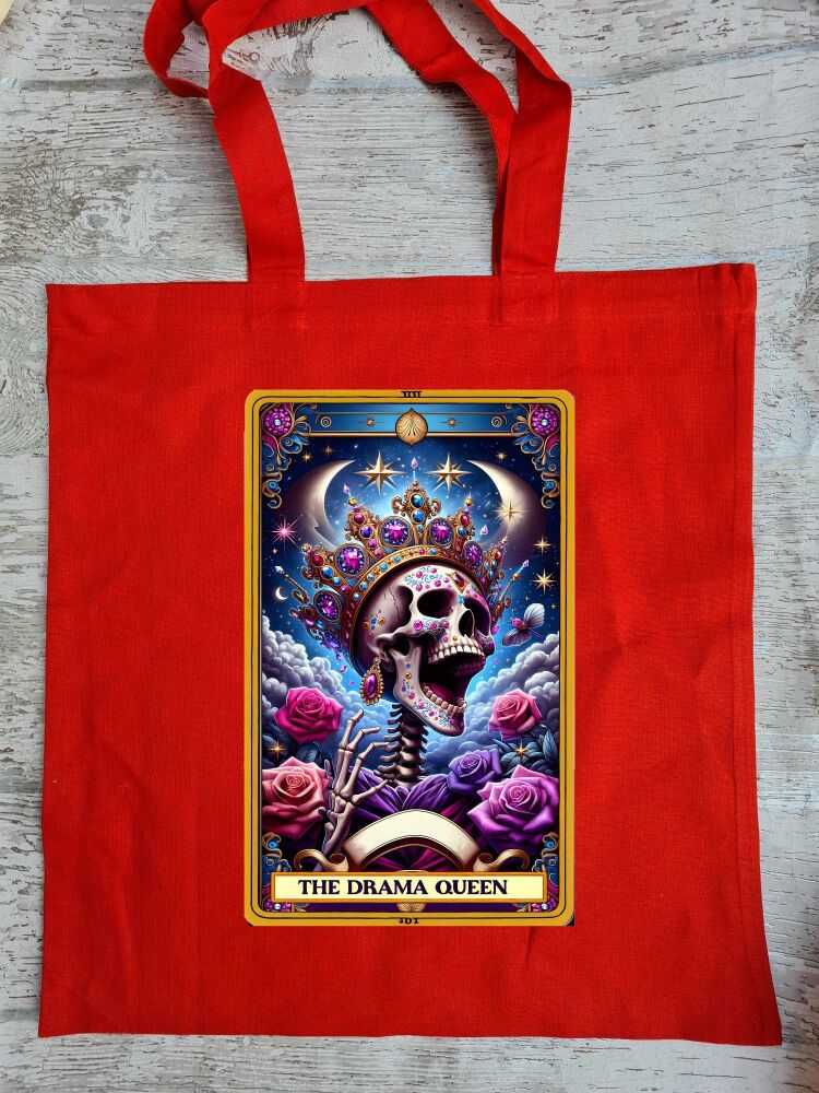 Drama Queen Funny Tarot - Red tote bag - bag for life - 100% cotton