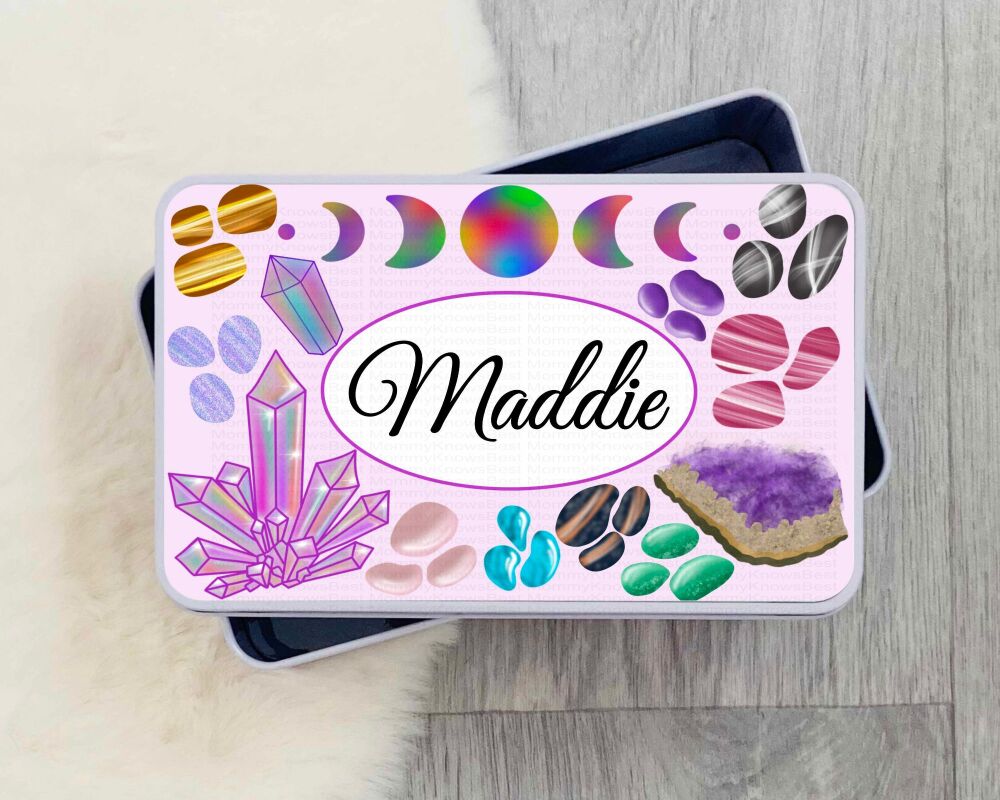 Crystals Tin, personalised crystal tin