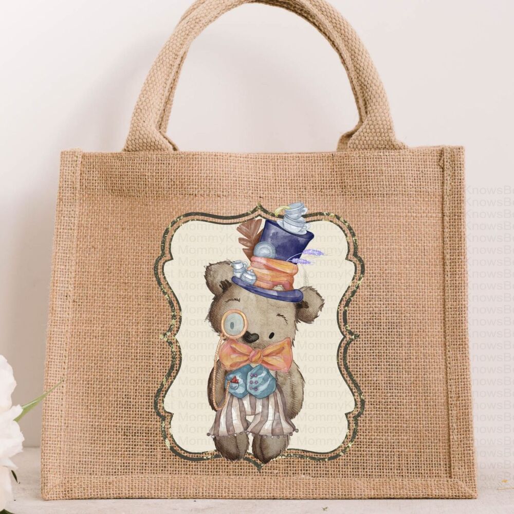 Mad Hatter JUTE Gift Bag - Alice Teddy Version