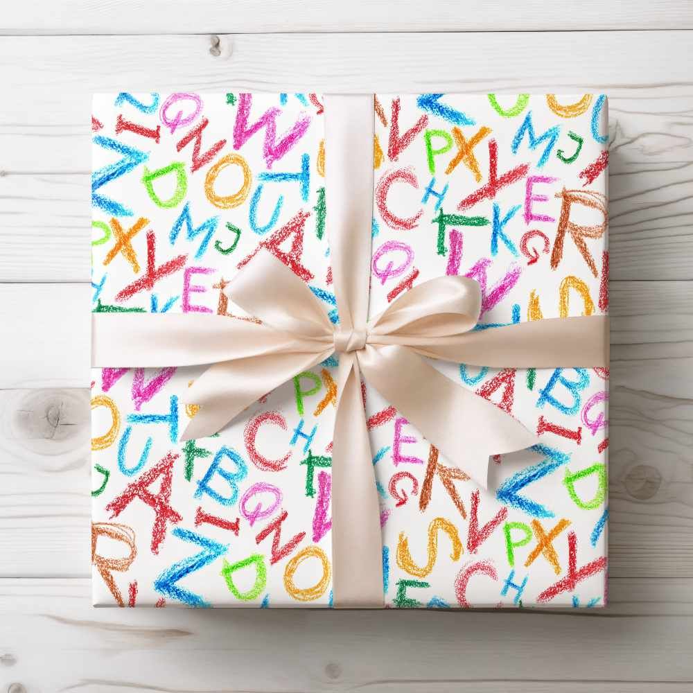 Crayon Alphabet  wrapping paper  - A3 and rolls Eco Friendly Paper