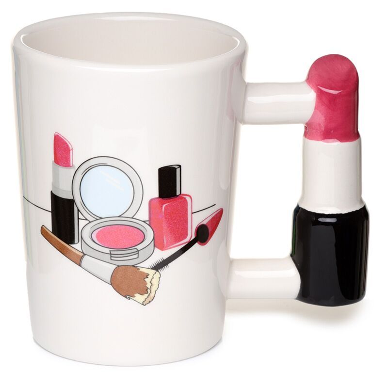 Lipstick Shaped Handle Ceramic Mug - Lipstick
