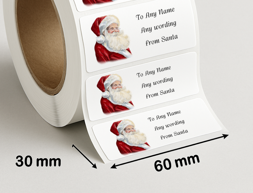 Santa personalised stickers - Rectangular Christmas Labels