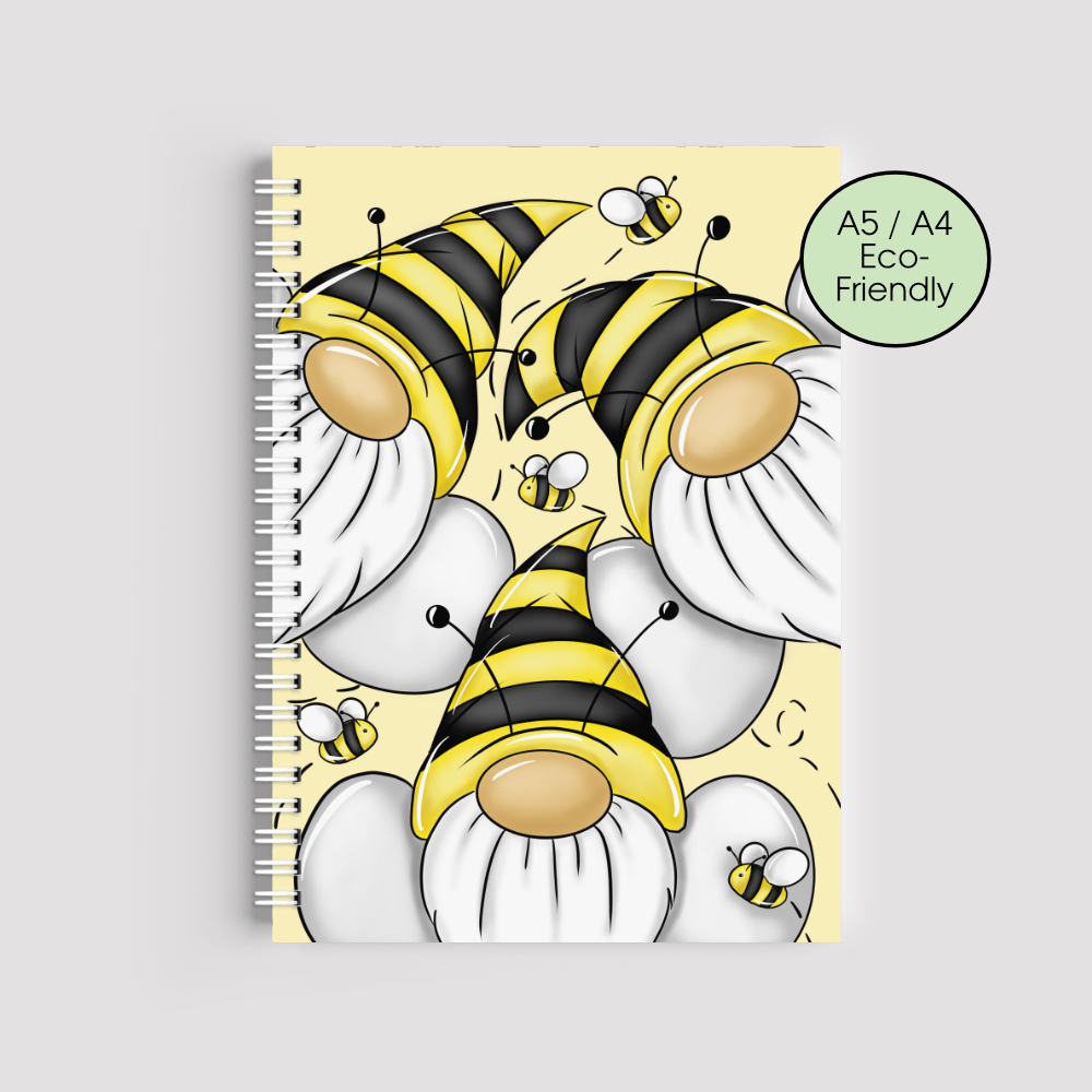 Bee Gonk Notebook &ndash; Cute Bumblebee Gnome Eco-Friendly A5/A4 Journal