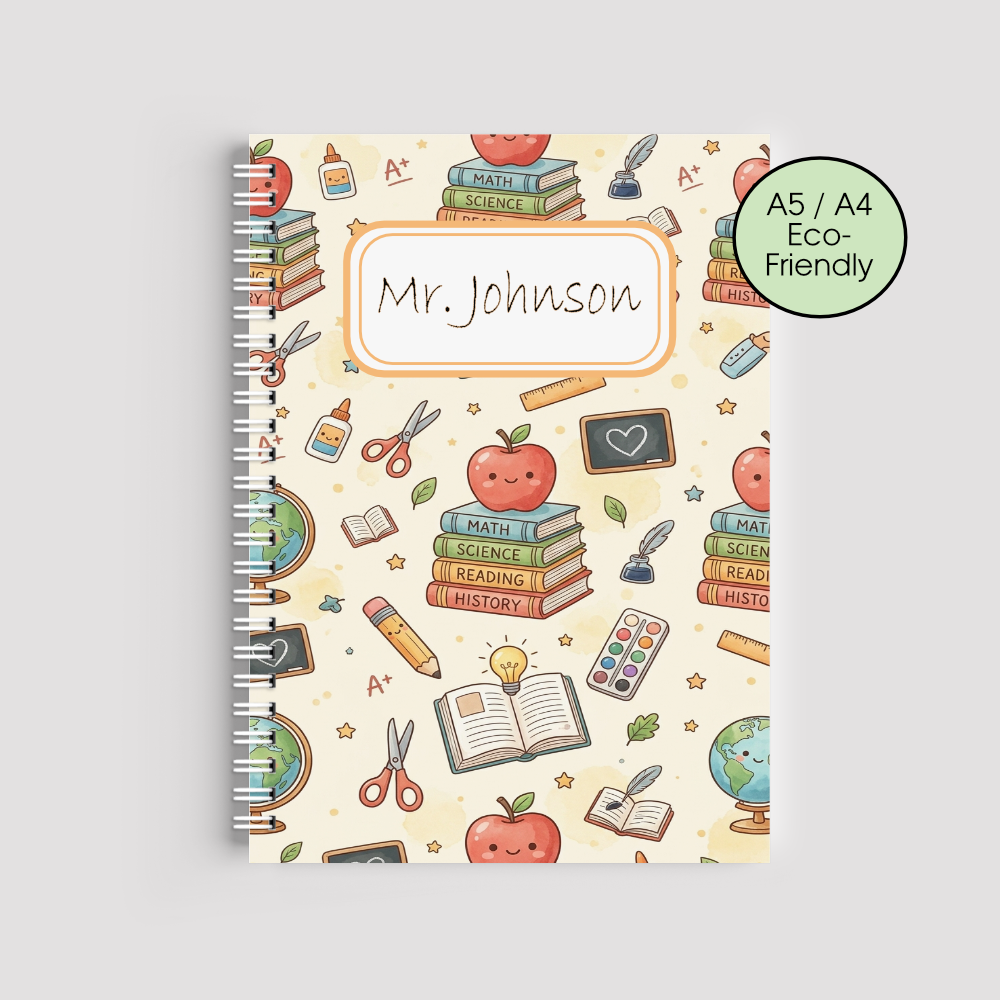 Personalised Teacher Notebook &ndash; Cute Classroom Eco-Friendly A5/A4 Journal